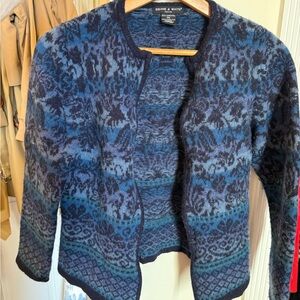 Vintage lambs wool fair isle zip cardigan